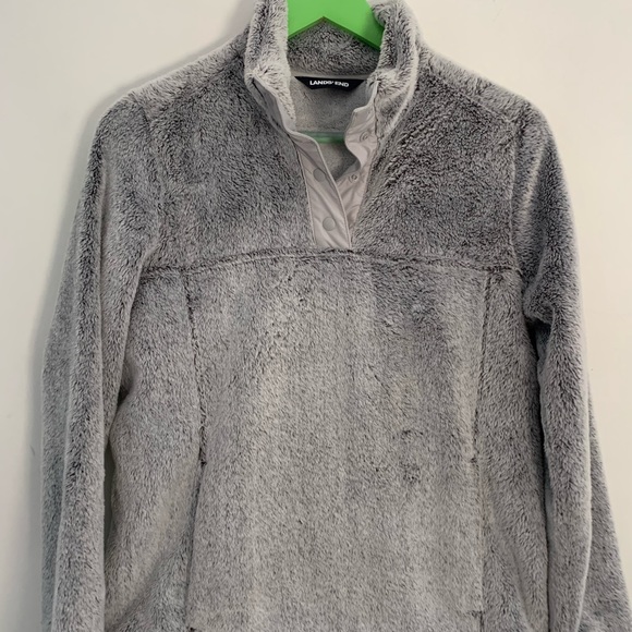 Land’s End S Sherpa Fleece Snap Neck Pullover New No Tag. - Picture 7 of 9